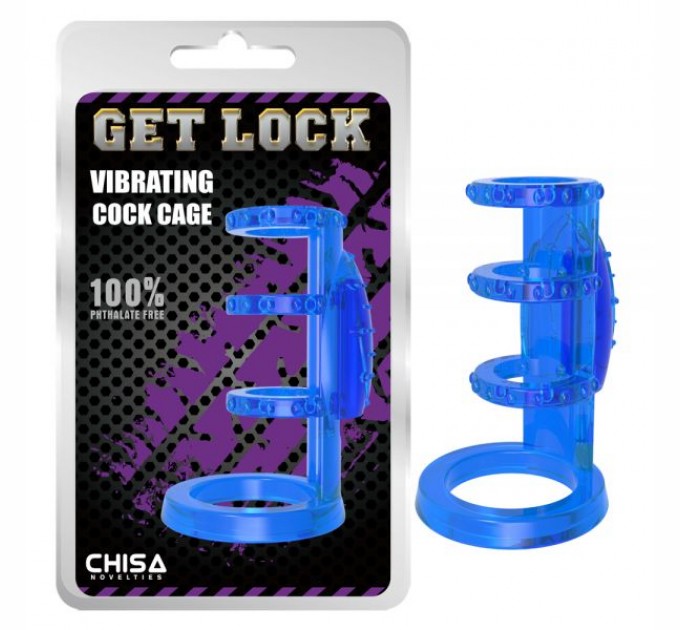 Синяя насадка на член Chisa Vibrating Cock Cage