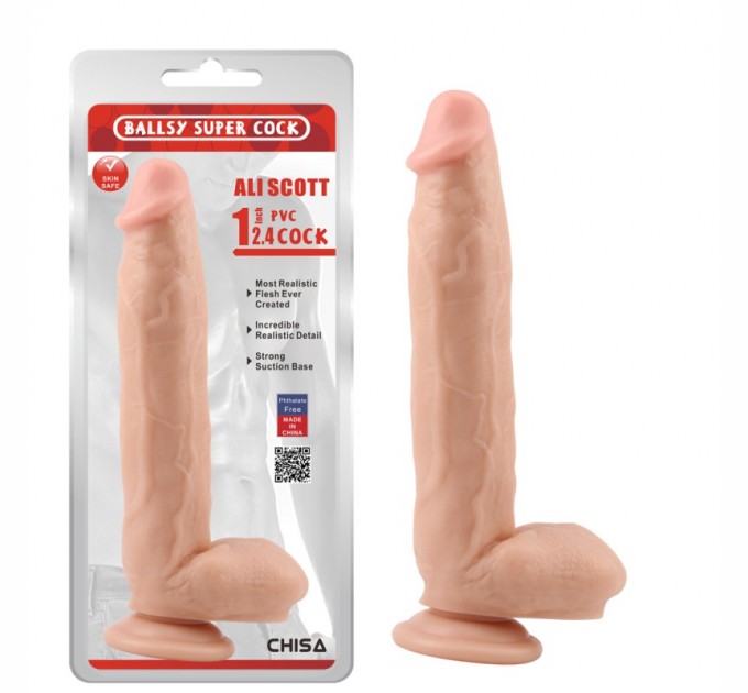 Длинный и толстый фаллоимитатор на присоске Ali Scott 12.4 Dildo Chisa