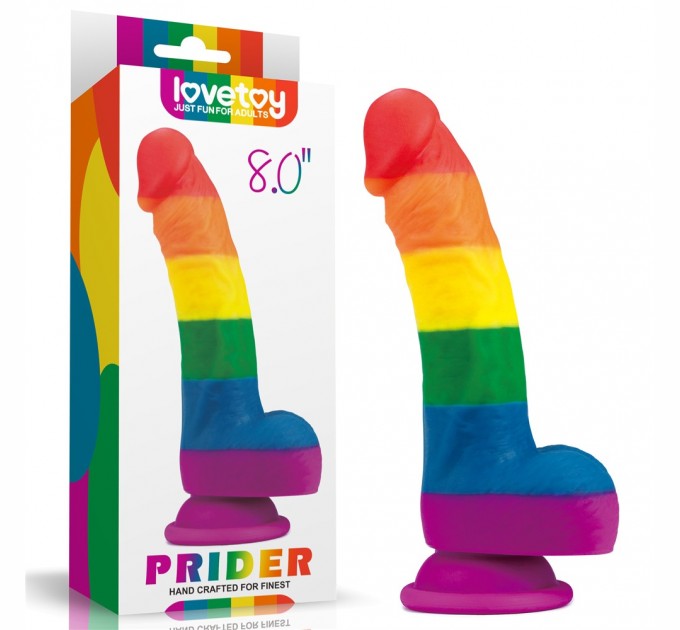 Фаллоимитатор на присоске радужный Lovetoy LGBT Prider Dildo 8.0