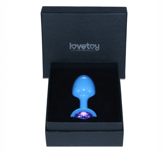 Анальная пробка с синим камнем в подарочной упаковке Lovetoy Синяя Rosebud Blue