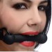 Силиконовый кляп с кожаным ремешком и красной строчкой Bdsm4u Silicone Bit Gag Black