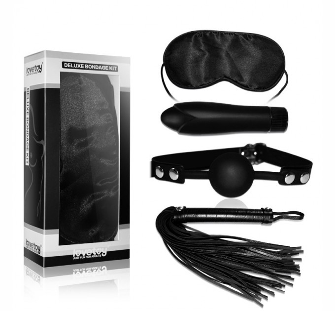 Набор для сексуальных бдсм игр Lovetoy Deluxe Bondage Kit (маска, вибратор, кляп, плеть)