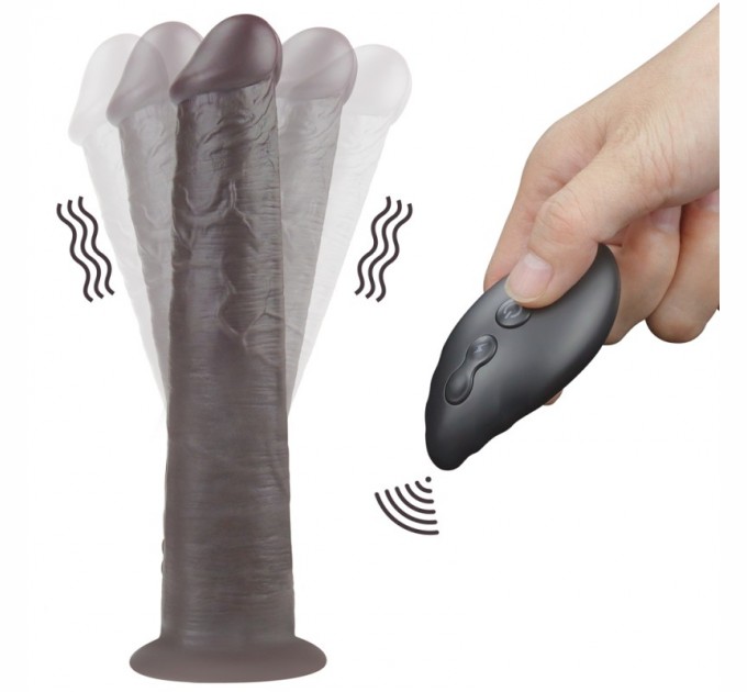 Двухслойный вибратор на присоске Lovetoy Dual Layered Platinum Silicone Rotator Black 10.0