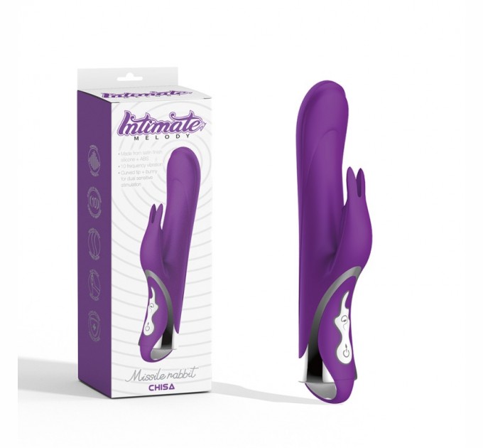 Вибратор с клиторальным стимулятором Chisa Missile Rabbit Purple