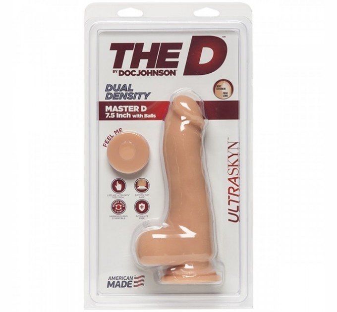 Фаллоимитатор Doc Johnson The D - Master D - 7.5 Inch With Balls - ULTRASKYN, диаметр 5,1см