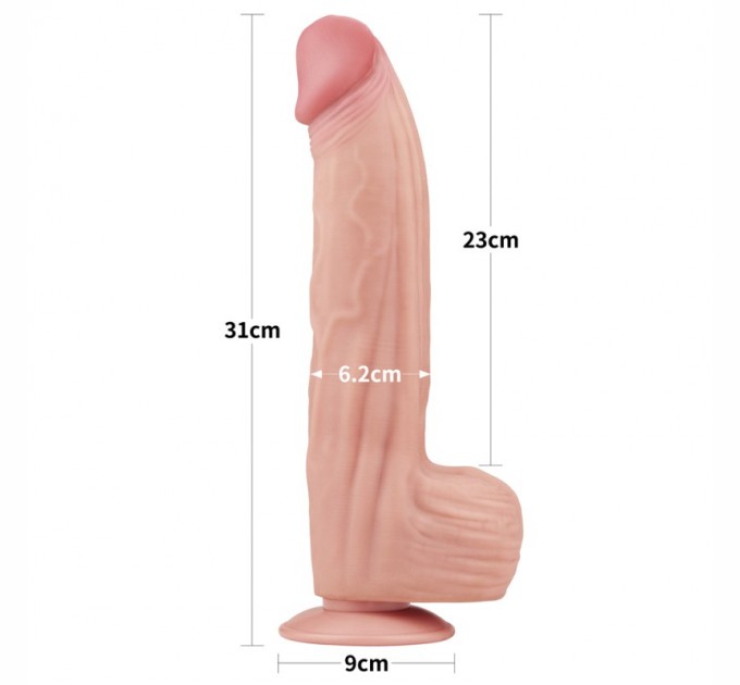 Фаллоимитатор со сьемной присоской Lovetoy King Sized Sliding Skin Dual Layer Dong 12.0