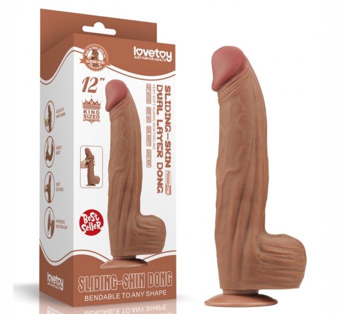 Фаллоимитатор King Sized Sliding Skin Dual Layer Dong Brown 12.0 Lovetoy