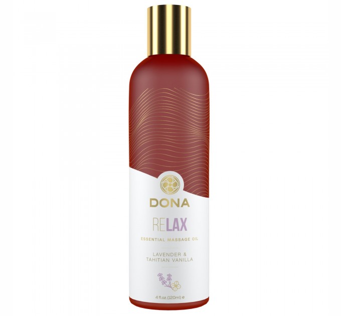 Натуральное массажное масло DONA Relax - Lavender & Tahitian Vanilla (120 мл) с эфирными маслами