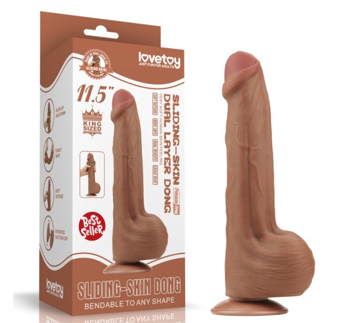 Фаллоимитатор King Sized Sliding Skin Dual Layer Dong Brown 11.5 Lovetoy