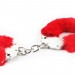 Металлические красные наручники с мехом Lovetoy Fetish Pleasure Fluffy Handcuffs