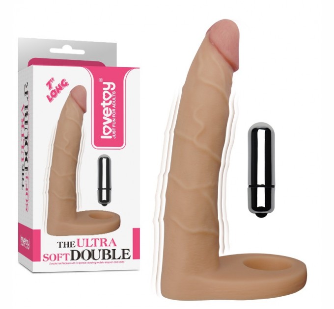 Насадка на пенис для анальной стимуляции Lovetoy The Ultra Soft Double Vibrating 7.0