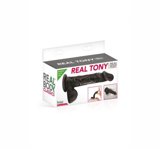 Фаллоимитатор Real Body - Real Tony Black, TPE, диаметр 3,5 см