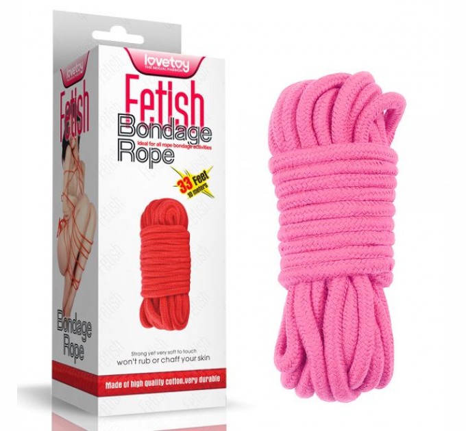 Розовая веревка для связывания Lovetoy Fetish Bondage Rope, 10 метров