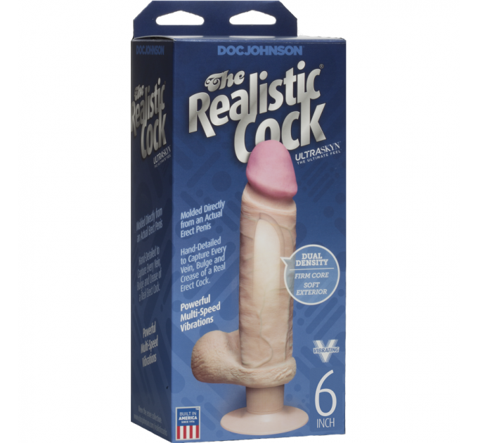 Фаллоимитатор Doc Johnson The Realistic Cock 6 inch ULTRASKYN Vibrating