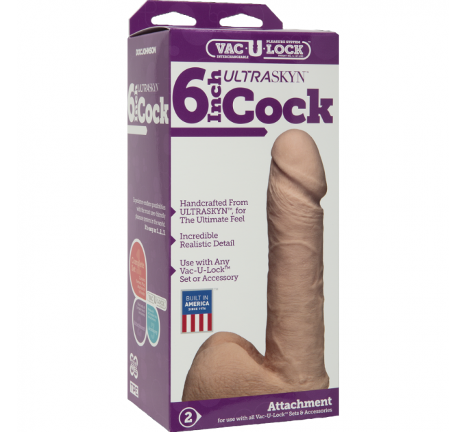 Фаллоимитатор Doc Johnson Vac-U-Lock - 6 Inch Ultraskyn Cock White