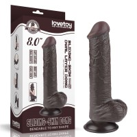 Фаллоимитаор на присоске Sliding Skin Dual Layer Dong Black 8.0 Lovetoy