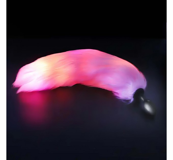 Силиконовая анальная пробка We Love с розовым светящимся лисьим хвостом
