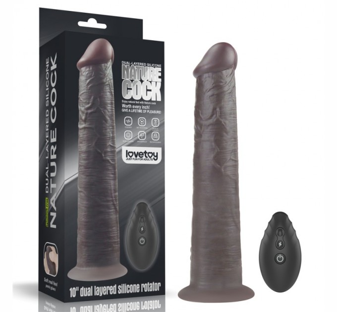 Двухслойный вибратор на присоске Lovetoy Dual Layered Platinum Silicone Rotator Black 10.0