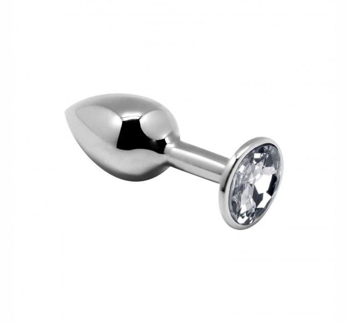 Металлическая анальная пробка с кристаллом Alive Mini Metal Butt Plug White M