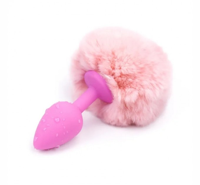 Силиконовая анальная пробка с розовым хвостиком Silicone Fur Tail Plug Vscnovelty