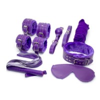 Набор для бдсм игр из 7-ми предметов с мехом Vscnovelty фиолетовый Shades of Love