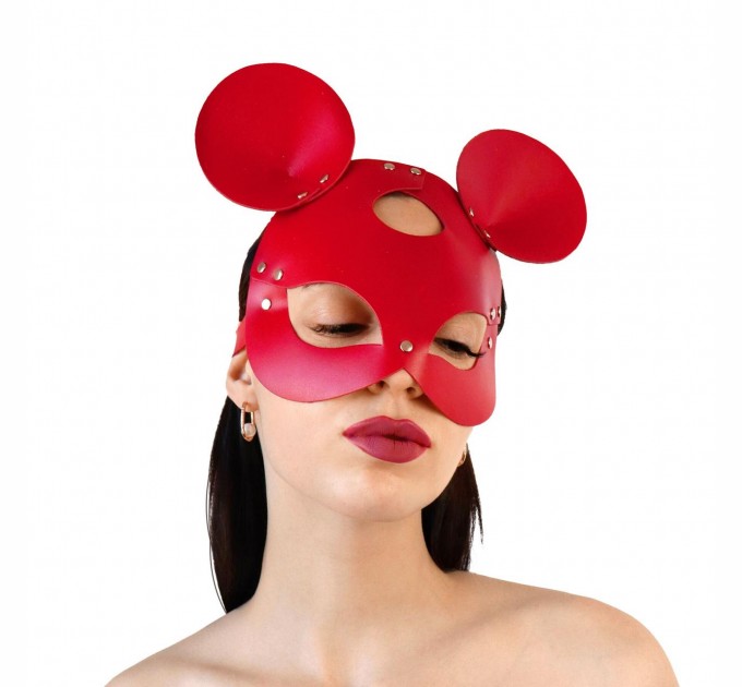 Кожаная маска зайки Art of Sex Mouse Mask Красный