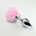 Большая металлическая пробка Lovetoy с розовым пушком Pompon Metal Plug Large Silver