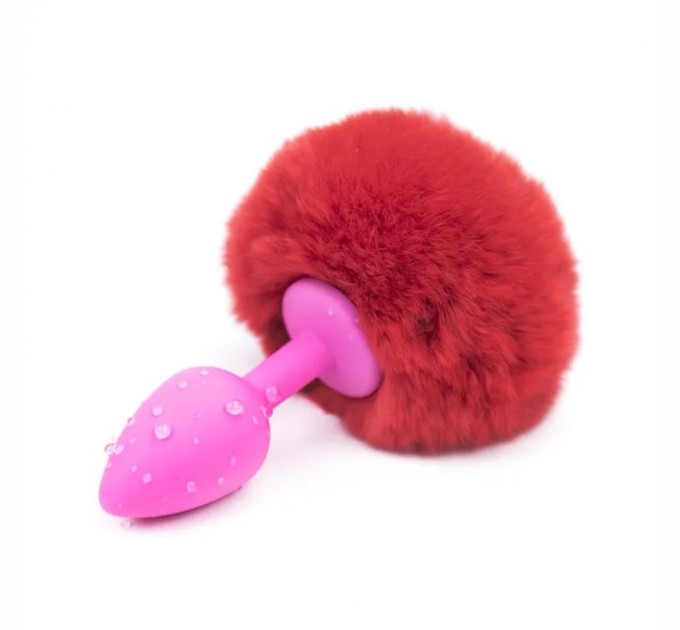 Силиконовая анальная пробка с красным хвостиком Silicone Fur Tail Plug Vscnovelty