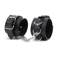 Черные регулируемые кожаные наручники Bdsm4u Tied Handcuffs
