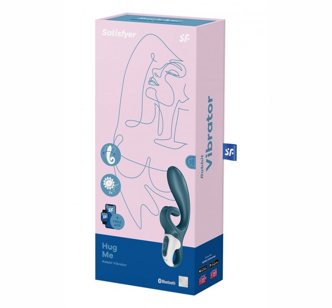 Смарт вибратор кролик Satisfyer Hug Me Bluegrey 2 мотора диаметр 4,2см широкая клиторальная часть