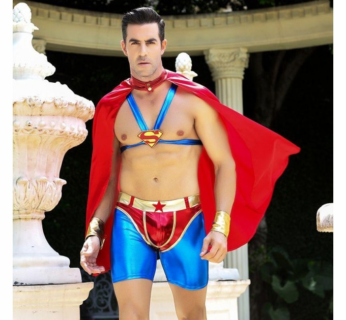 Мужской эротический костюм супермена S/M Готовый на всё Стив (SO2292)