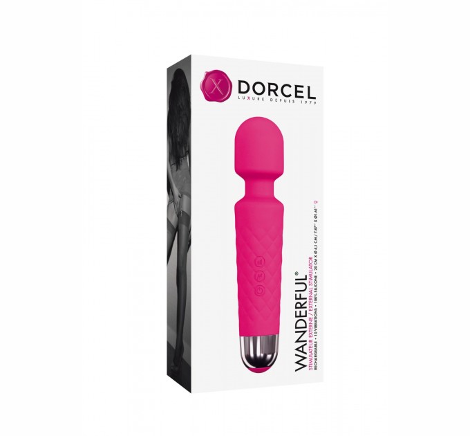 Минивибромассажер Dorcel Wand Wanderful Magenta мощный, водонепроницаемый, 18 режимов работы