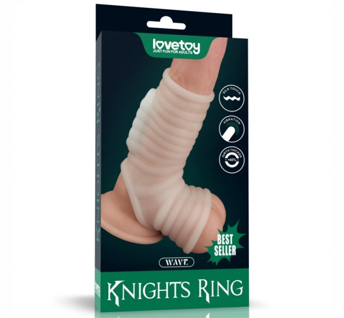 Насадка на пенис Lovetoy Vibrating Wave Knights Ring with Scrotum Sleeve