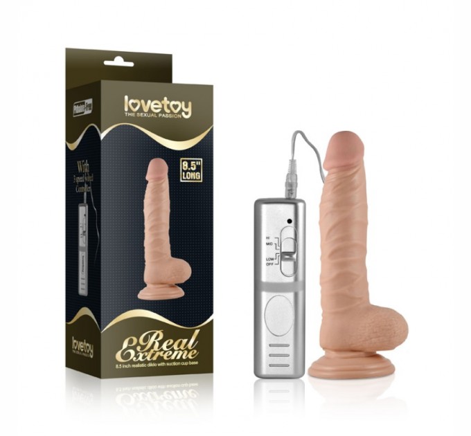 Реалистичный вибратор на присоске Lovetoy Real Extreme Vibrating Dildo 21 см Телесный