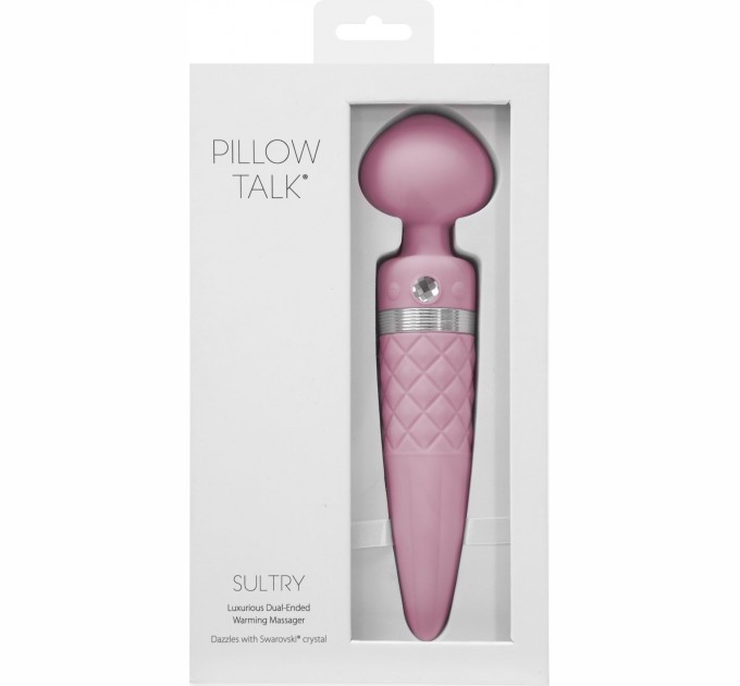 Вибромассажер 2-в-1 PILLOW TALK - Sultry Pink, классический массажер и вибратор с ротацией, подогрев