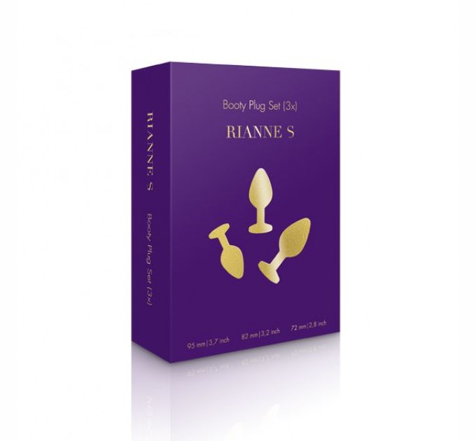 Набор анальных пробок с кристаллом Rianne S: Booty Plug Set Purple, диаметр 2,7см, 3,5см, 4,1см