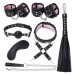 Комплект бдсм игрушек Bdsm4u черный с розовым мехом Leather Plush Set ZR019