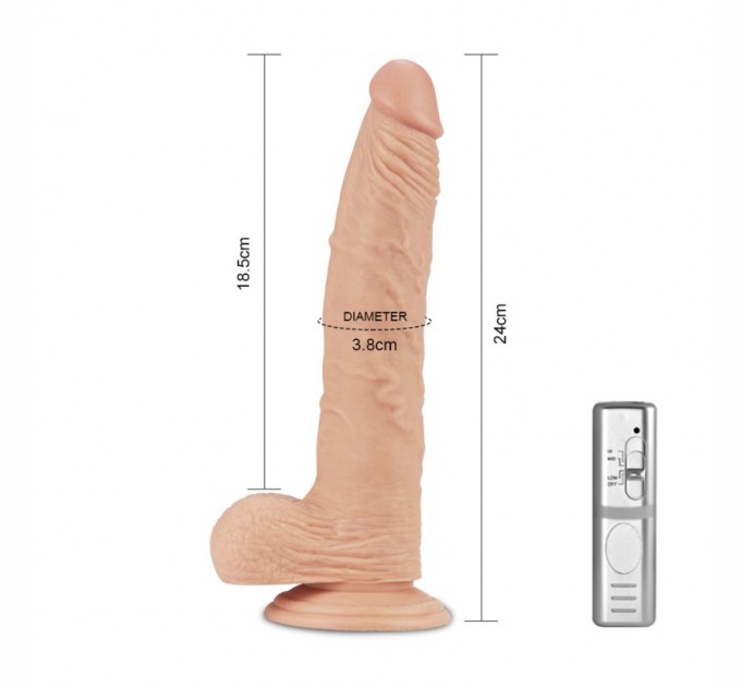 Рельефный вибратор-реалистик на присоске Lovetoy Real Extreme Vibrating Dildo 24 см Телесный