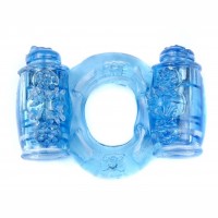 Эрекционное вибро кольцо BOYS of TOYS Vibrating Cock Ring Double Blue BS6700035