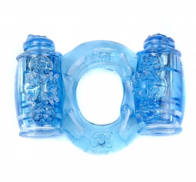 Эрекционное вибро кольцо BOYS of TOYS Vibrating Cock Ring Double Blue BS6700035