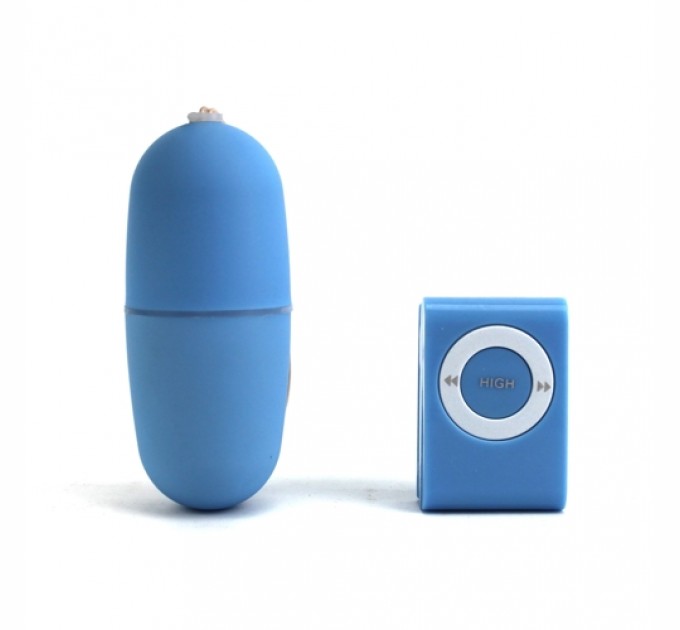 Беспроводное виброяйцо (вибропуля) с пультом MP3 Player Синий (hub_SMaV19778)