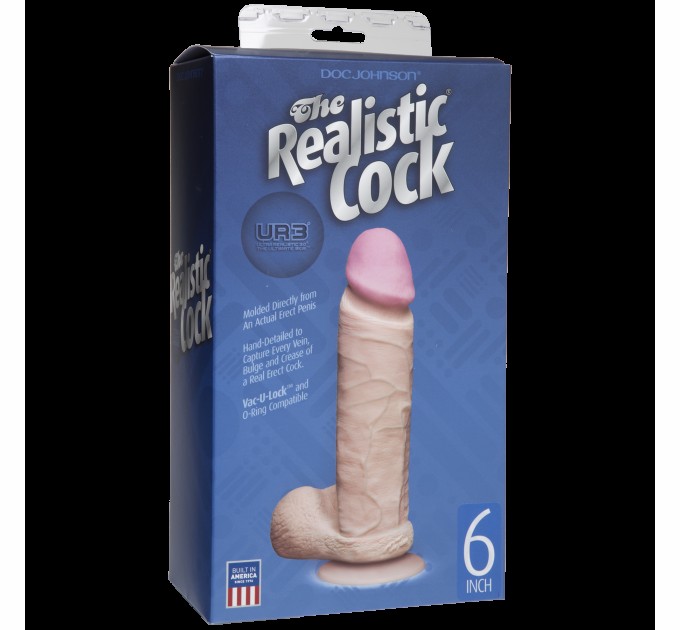 Фаллоимитатор Doc Johnson The Realistic Cock 6 inch White - ULTRASKYN, Vack-U-Lock, диаметр 4,3см