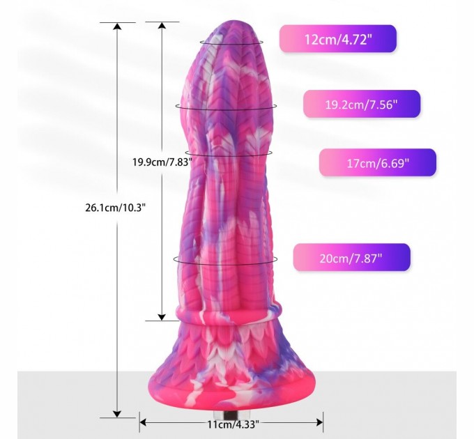 Фаллоимитатор для секс-машин Hismith 10.3″ Silicone Monster Dildo Series система крепления KlicLok