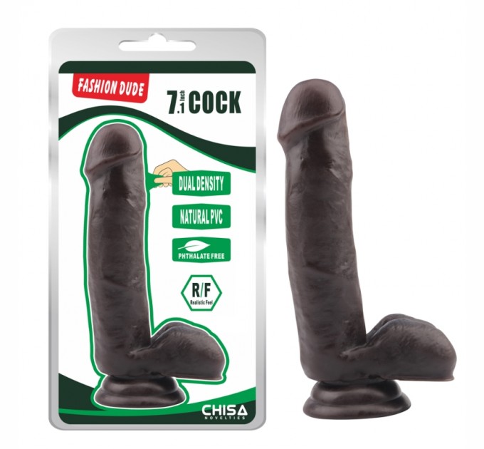 Черный фаллоимитатор на присоске Fashion Dude 7.1 Inch Cock Chisa