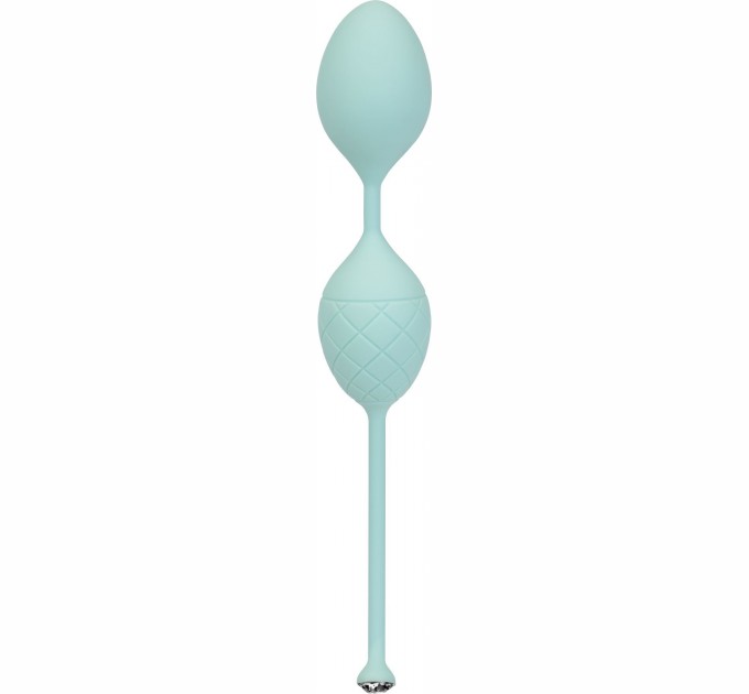 Роскошные вагинальные шарики PILLOW TALK - Frisky Teal с кристаллом диаметр 3.2см вес 49-75гр