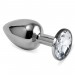 Гладкая анальная пробка с прозрачным камнем Lovetoy Silver Rosebud Classic Metal Plug Small