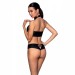 Комплект из эко-кожи бра и трусики с имитацией шнуровки Passion Nancy Bikini black S/M