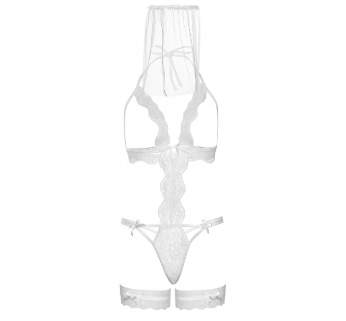 Эротический костюм невесты Leg Avenue G-string teddy White One Size (SO8610)