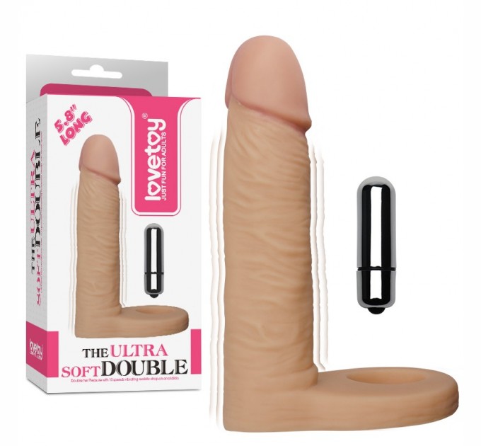 Насадка на пенис для анальной стимуляции Lovetoy The Ultra Soft Double Vibrating 5.8