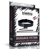 Черный матовый воротник с поводком Lovetoy Bondage Fetish Black Matt Collar With Leash